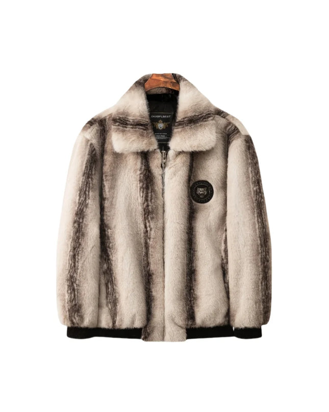 Men's Warm Lapel Imitation Mink Jacket