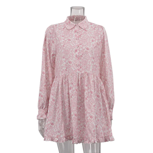 Women's Loose Mini Dress – Elegant Classic Pleated Style for Women