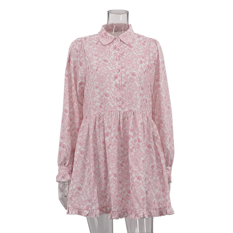 Women's Loose Mini Dress – Elegant Classic Pleated Style for Women