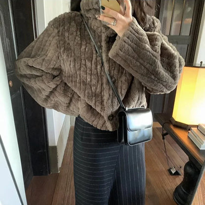 Women's Warm Wool Padded Cotton Stand Collar Jacket