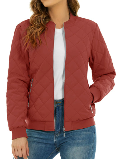 TACVASEN Women's Padded Warm Jacket – Diamond Quilted Zip-Up Winter Coat