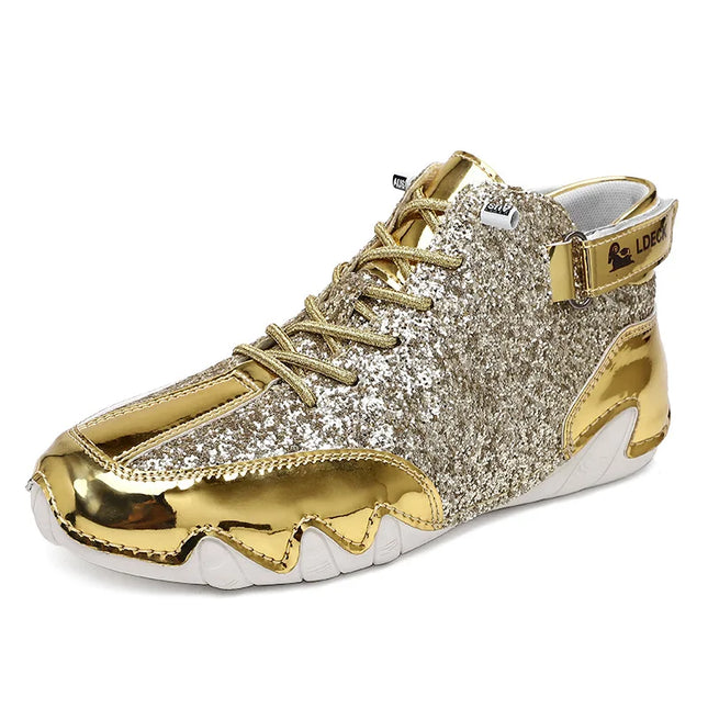 Men's Glossy High-Top Sneakers – Stylish & Durable Men's Shoes
