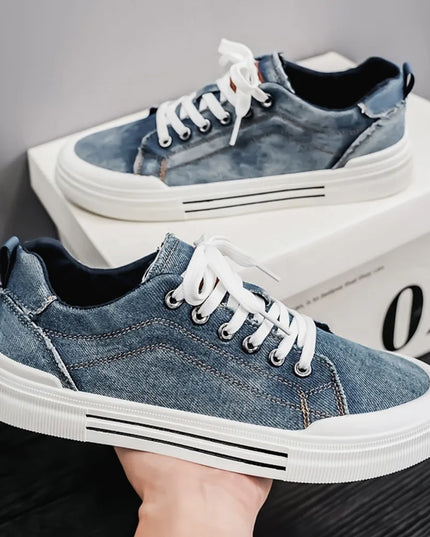 Men's Vulcanized Canvas Lace-Up Sneakers – Stylish & Durable Casual Shoes