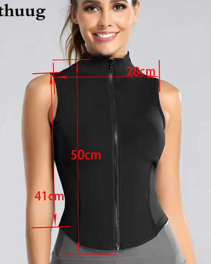 Women's Sleeveless Zip-Up Athletic Sweat Vest Jacket - Various Colors