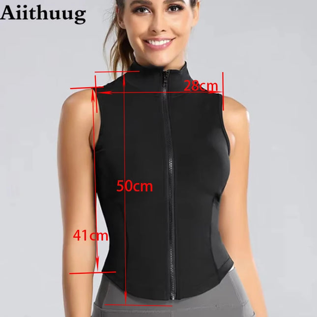 Women's Sleeveless Zip-Up Athletic Sweat Vest Jacket - Various Colors