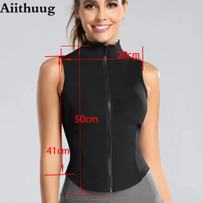 Women's Sleeveless Zip-Up Athletic Sweat Vest Jacket - Various Colors