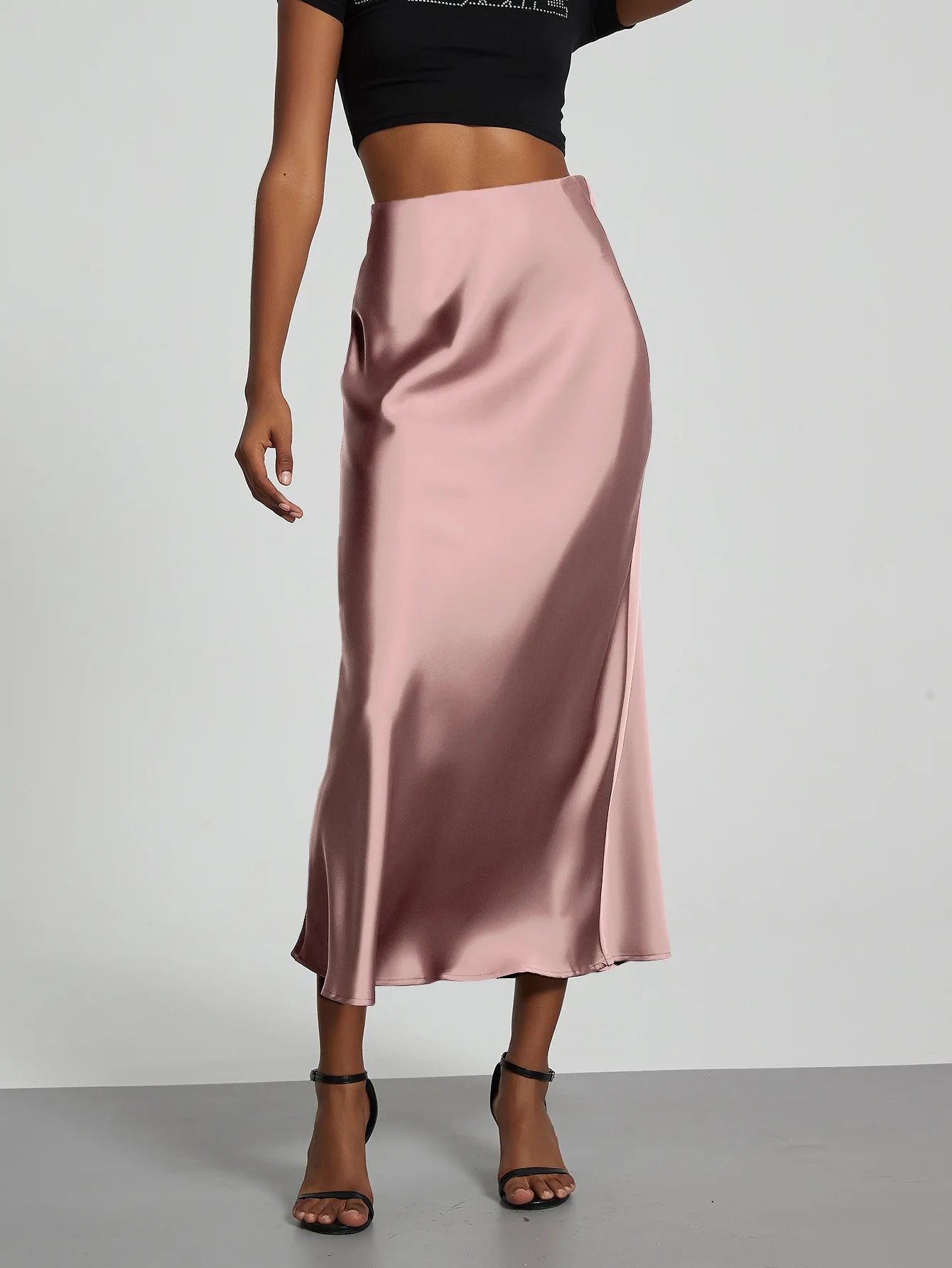 Women's Sophisticated High-Waisted Satin Maxi Skirt
