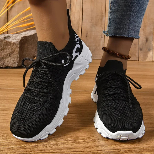 Women's Breathable Casual Lace-Up Sneakers with Thick Sole