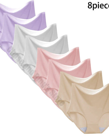 8-Pack Women’s Ice Silk Seamless Triangle Briefs - Comfortable, Tight Fit, Elastic Underwear Set
