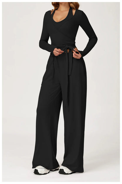 Women's 2/3 Pieces Quick-Dry Vest/Cropped Top and Drawstring Pants Set