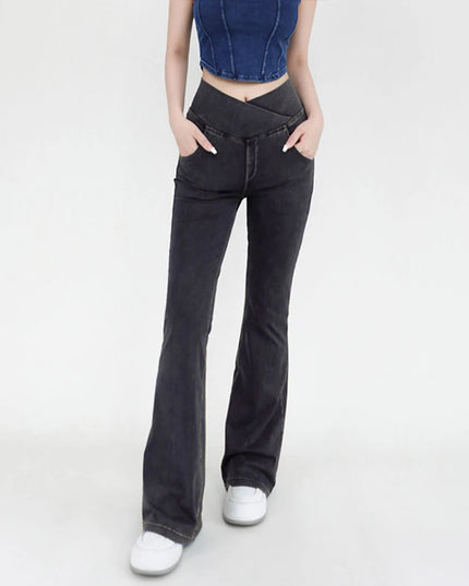 Casual Women's Bell Bottom Jeans with High Waist and Flare
