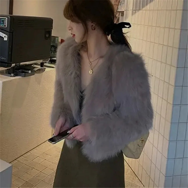 Women's Short Loose Faux Fur Coat - Various Colors