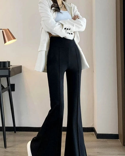 Women's High-Waist Flare Pants - Slim Fit Casual Trousers for Women