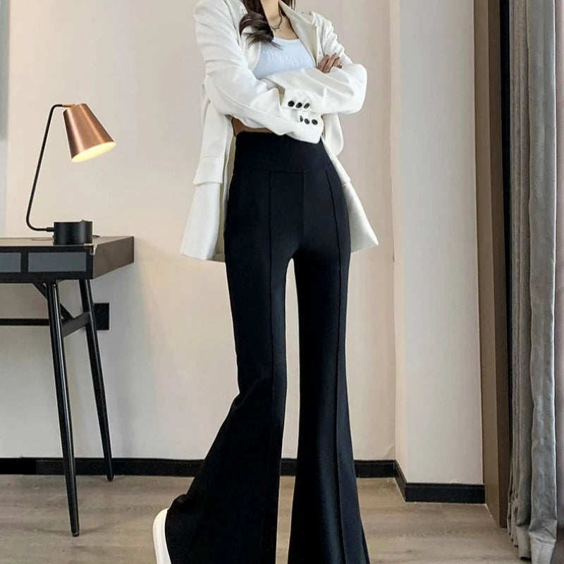 Women's High-Waist Flare Pants - Slim Fit Casual Trousers for Women