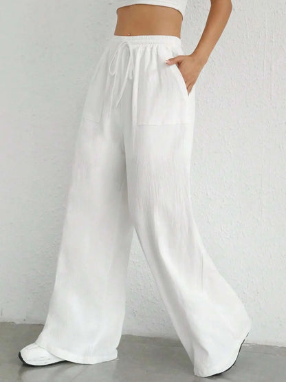 Women's Loose Fit High-Waist Elastic Waist Wide-Leg Sweatpants