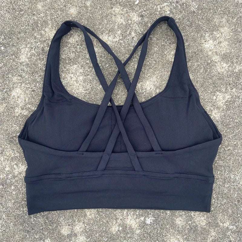 Women's Fitness Sports Bra - Crossback Gym Tank Top with Chest Pad