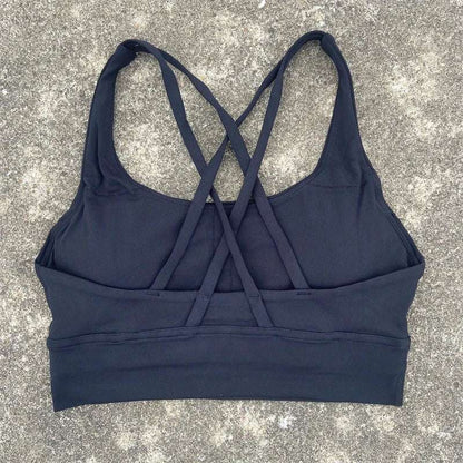 Women's Fitness Sports Bra - Crossback Gym Tank Top with Chest Pad