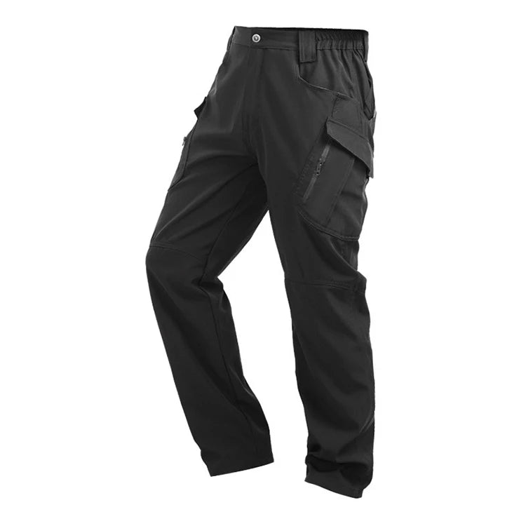 Men's Slim Fit Casual Pants with Multiple Pockets and Micro Elasticity