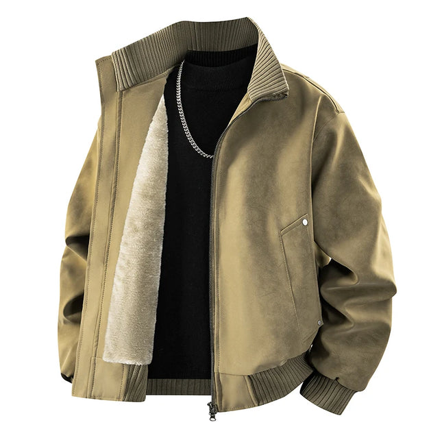 Men's Thick Fleece Jacket – Loose Fit Warm Winter Coat for Men