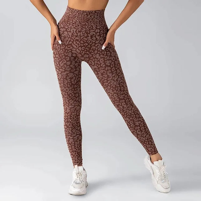 Women's Leopard Print Yoga Pants with Hip Lift and High Elasticity