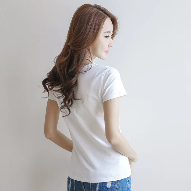 Women's Slim Fit Round and V Neck T-Shirt
