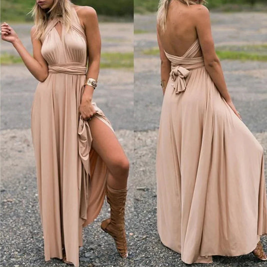 Convertible Red Bandage Dress for Women - Multiway Long Wrap Style