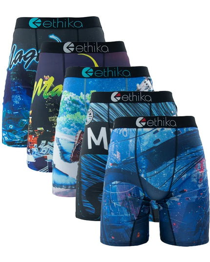 ETHIKA 5-Piece Men's Breathable Mesh Crotch Boxer Briefs