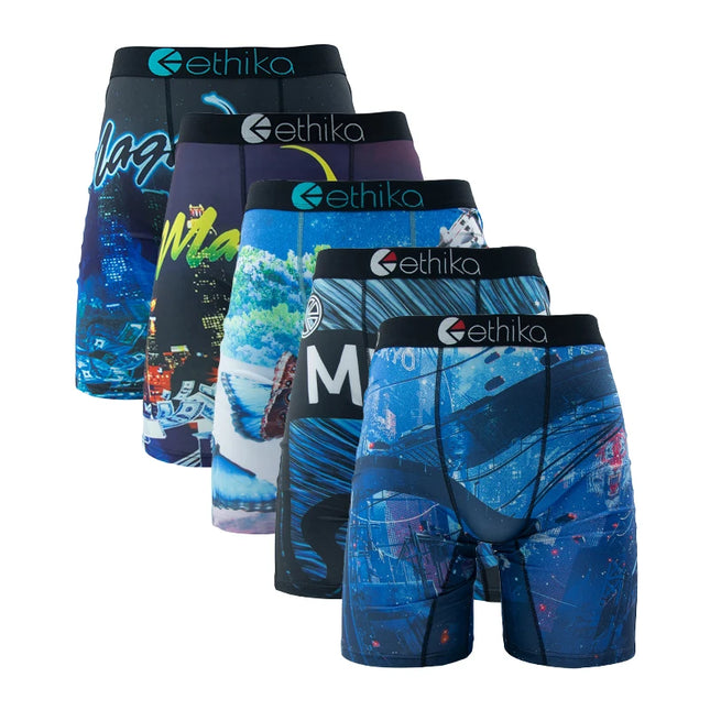 ETHIKA 5-Piece Men's Breathable Mesh Crotch Boxer Briefs