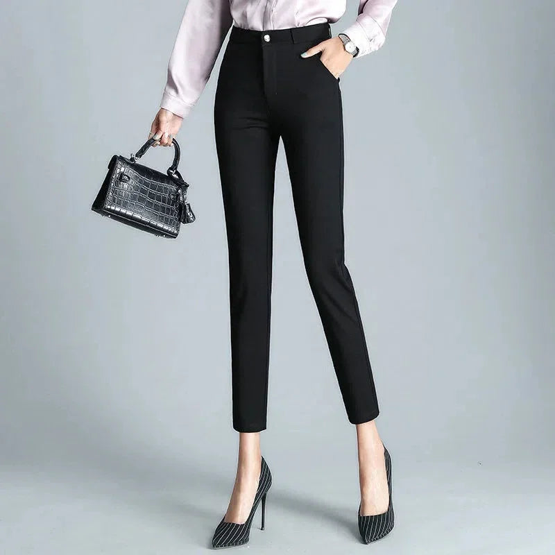 Women's Cropped Zipper Pencil Pants - Stylish Trousers for Women