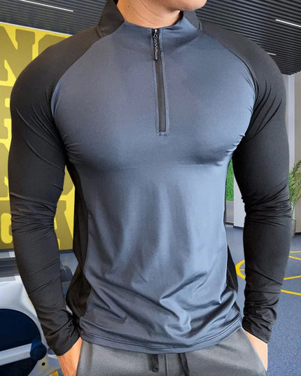 Men's High Collar Compression Fitness Sweatshirt - Various Colors