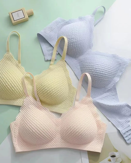Lace-Trimmed Women's Seamless Non-Slip Bra - Thin Style without Steel Rings
