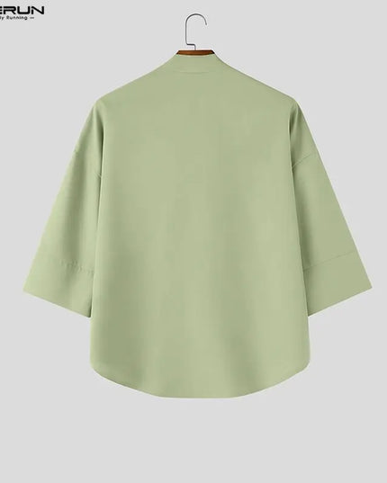 INCERUN Men's V-Neck Half Sleeve Loose Fit Shirt