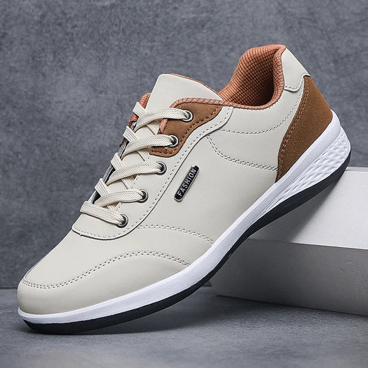 Men's Faux Leather Sneakers – Non-Slip Casual Shoes