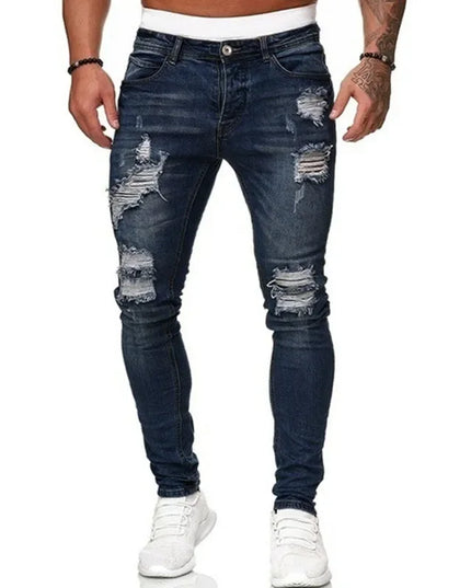 Men's Ripped Skinny Jeans - Casual Slim Fit Pencil Pants