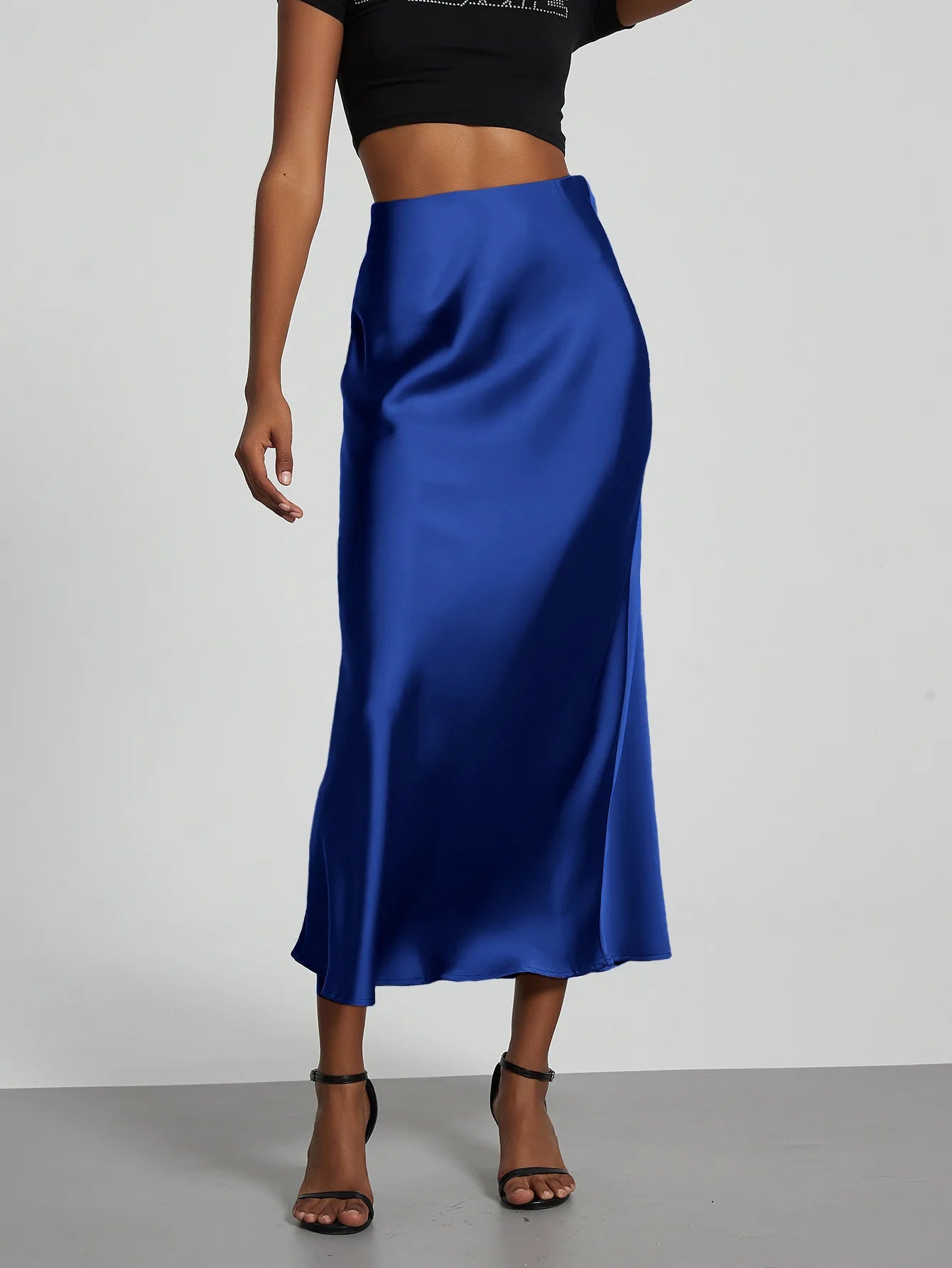 Women's Sophisticated High-Waisted Satin Maxi Skirt