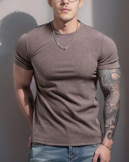 Men's Short Sleeve T-Shirt with Half High Collar – Slim Fit Casual Top for Men