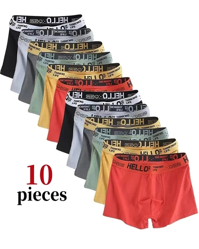 10-Pack Men's High Stretch Boxer Shorts - Breathable and Soft Underwear