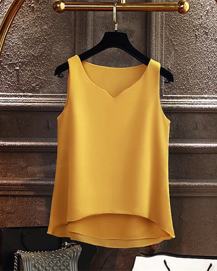 Sleeveless Chiffon V-Neck Blouse for Women