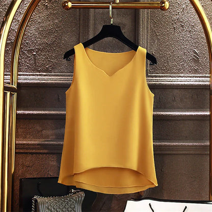 Sleeveless Chiffon V-Neck Blouse for Women