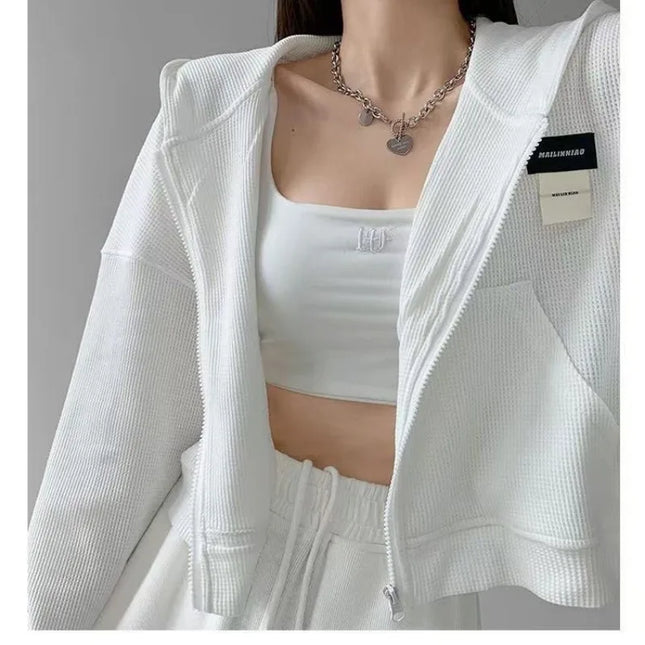 Women's Casual Hooded Zipper Sweater Jacket