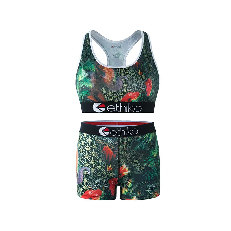 ETHIKA Women's Two-Piece Vest Shorts Swimsuit with Sweat-Absorbing and Quick-Drying Fabric