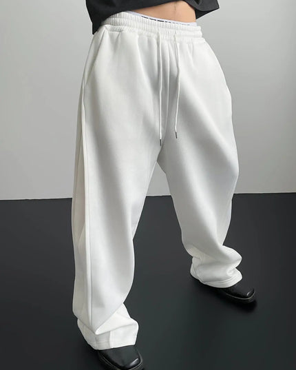 Unisex Wide Leg Sweatpants with Elastic Waist and Drawstring