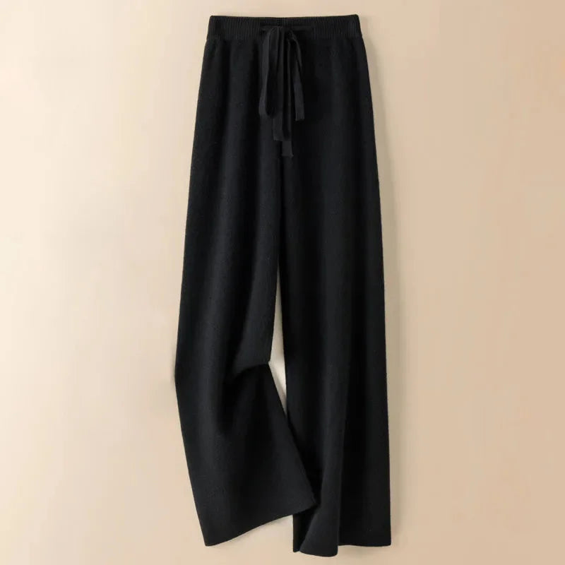Women's High Waist Thick Knitted Soft Elastic Straight Sweatpants