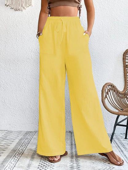 Women's Loose Fit High-Waist Elastic Waist Wide-Leg Sweatpants