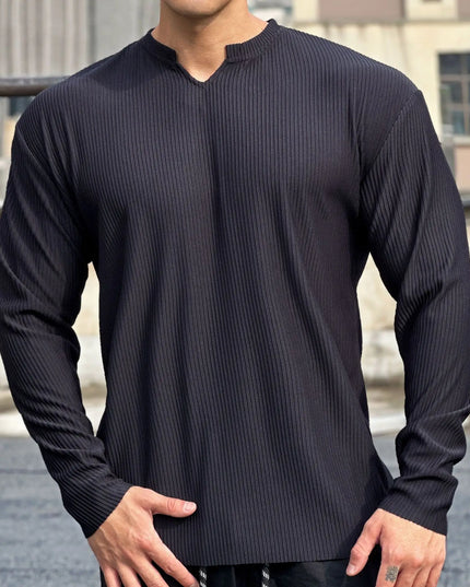 Loose Long-Sleeved Ribbed Drape Men's Sweater