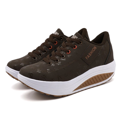 Women's Casual Breathable Comfort Wedge Heel Walking Sneakers with Thick Sole