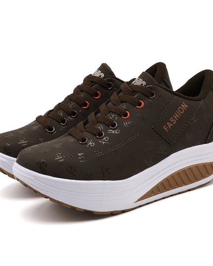 Women's Casual Breathable Comfort Wedge Heel Walking Sneakers with Thick Sole