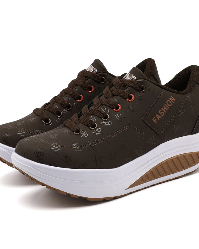 Women's Casual Breathable Comfort Wedge Heel Walking Sneakers with Thick Sole