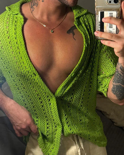 Men's Casual Knitted Mesh Shirt