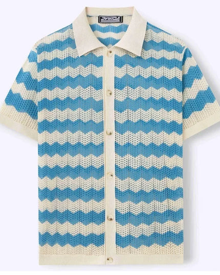 Breathable Knitted Fabric Men's Striped Shirt